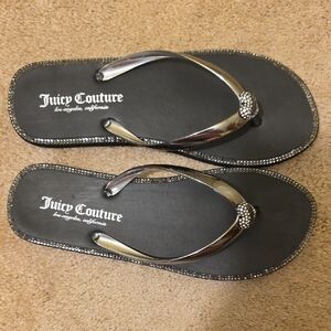 Juicy Couture Black Sandals with Silver Straps